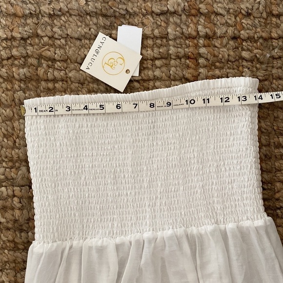 NWT CYN & Luca Swim Cover Up dress Women’s White Smocked Sheer Beach  Sz M - Picture 7 of 10